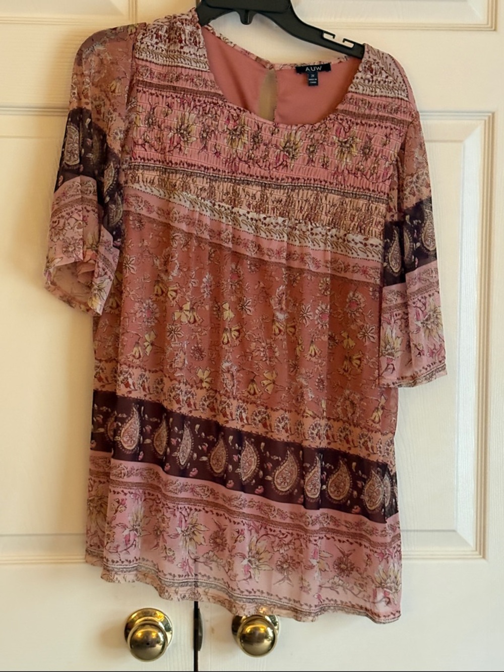AUW Rosewood Paisley Smocked Yoke Tunic